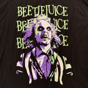 Beetlejuice Shirt Mens 2XL Black Movie Halloween Gothic Retro Graphic Print